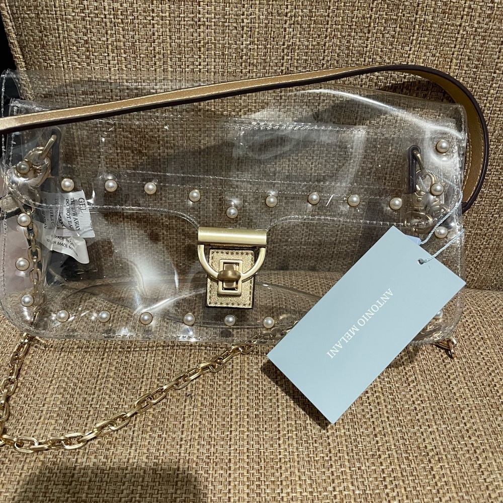 ANTONIO MELANI Clear and Gold Studded Bag